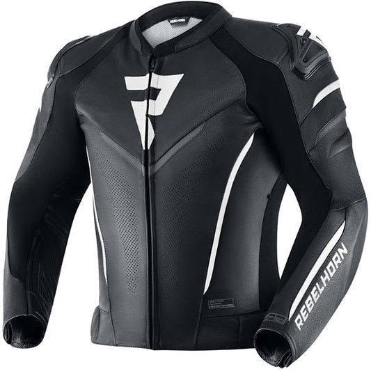 Rebelhorn Fighter Leather Jacket - Black / White by Rebelhorn - clearance motorcycle jacket