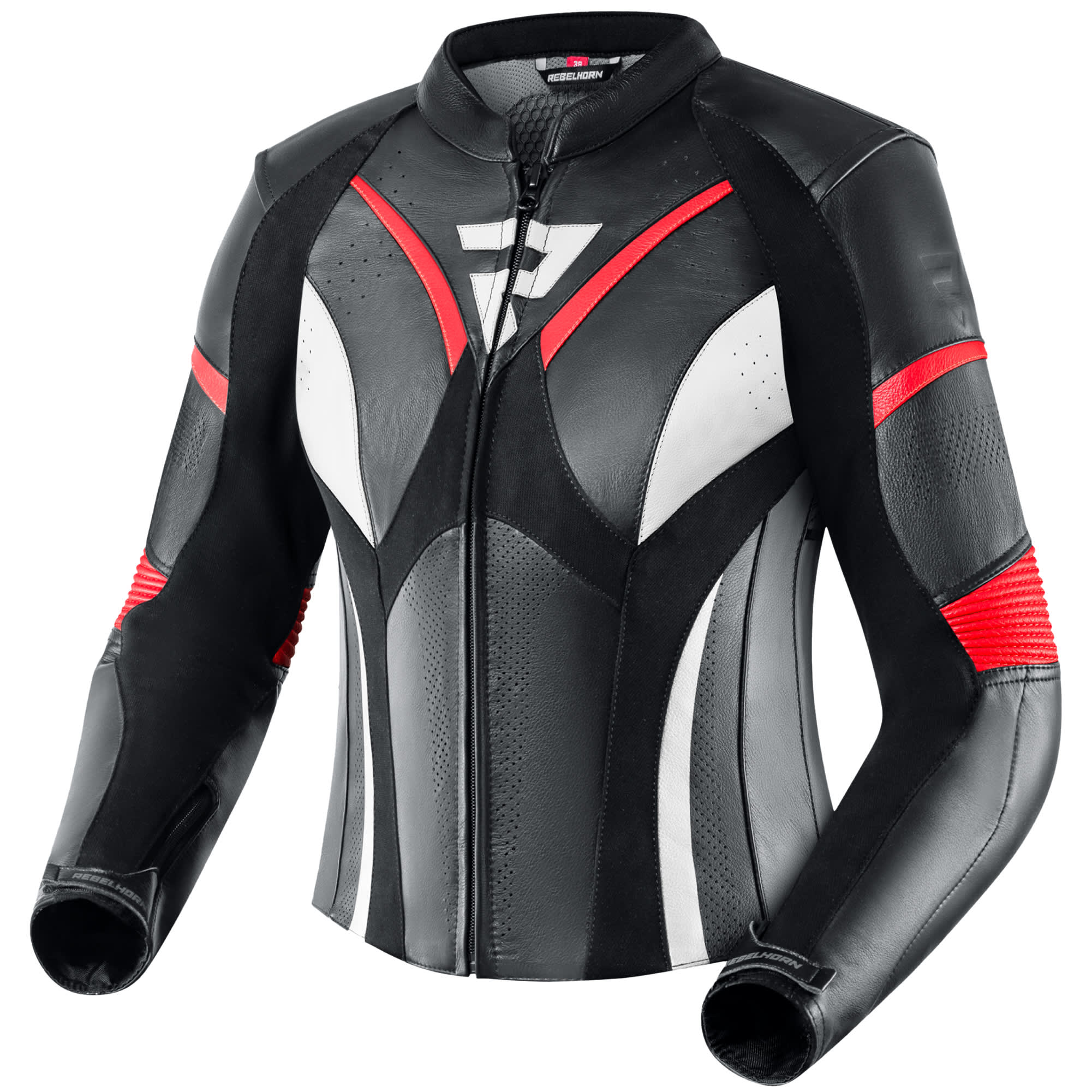 Rebelhorn Ladies Rebel Leather Jacket - Black / Flo Red / White by Rebelhorn - clearance motorcycle jacket