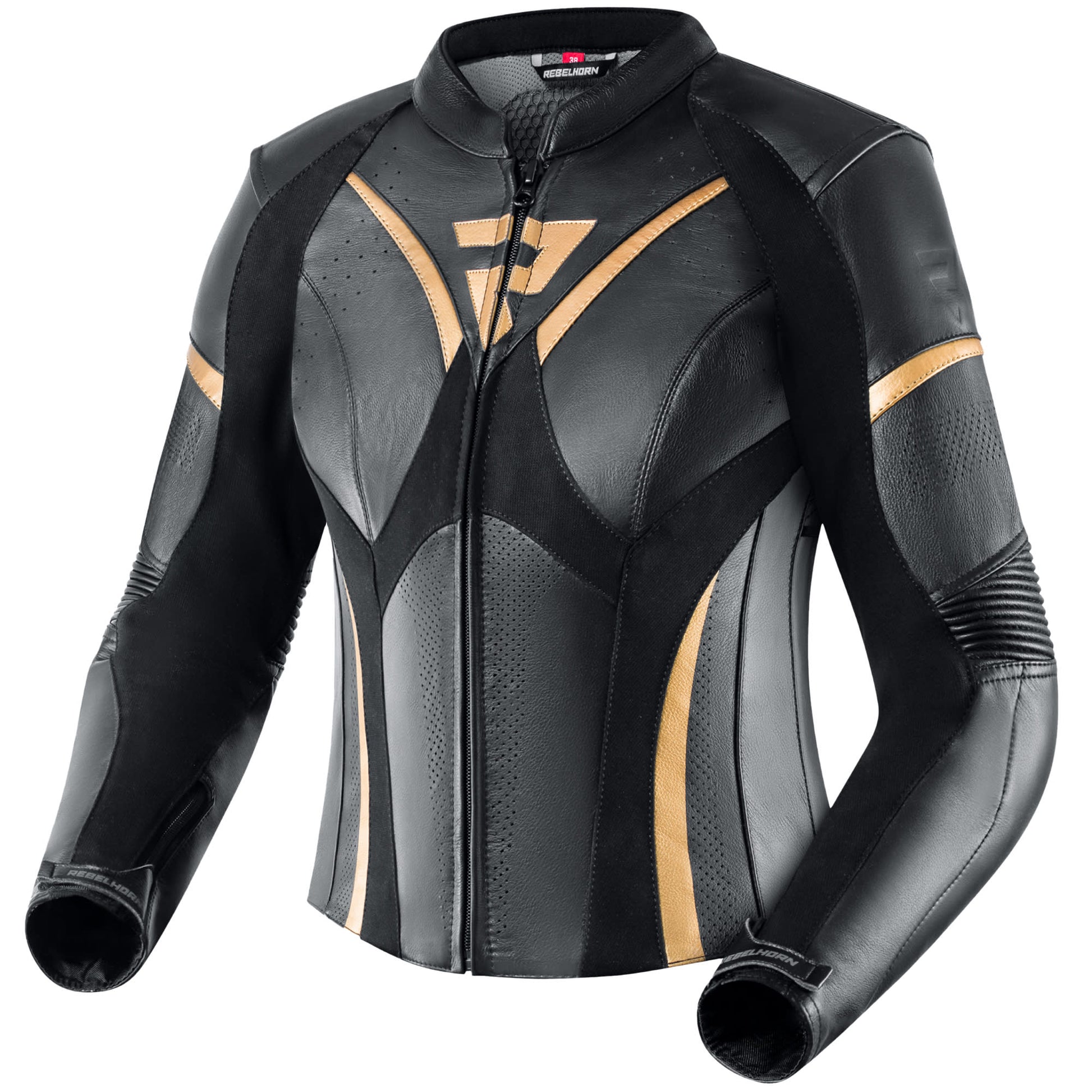 Rebelhorn Ladies Rebel Leather Jacket - Black / Gold by Rebelhorn - clearance motorcycle jacket