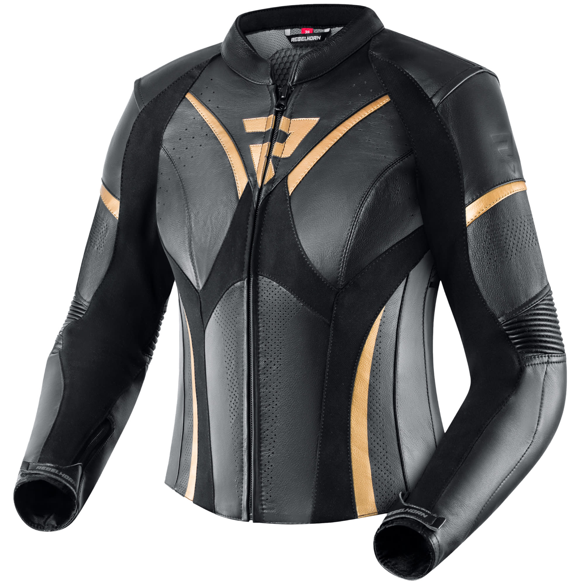 Rebelhorn Ladies Rebel Leather Jacket - Black / Gold by Rebelhorn - clearance motorcycle jacket