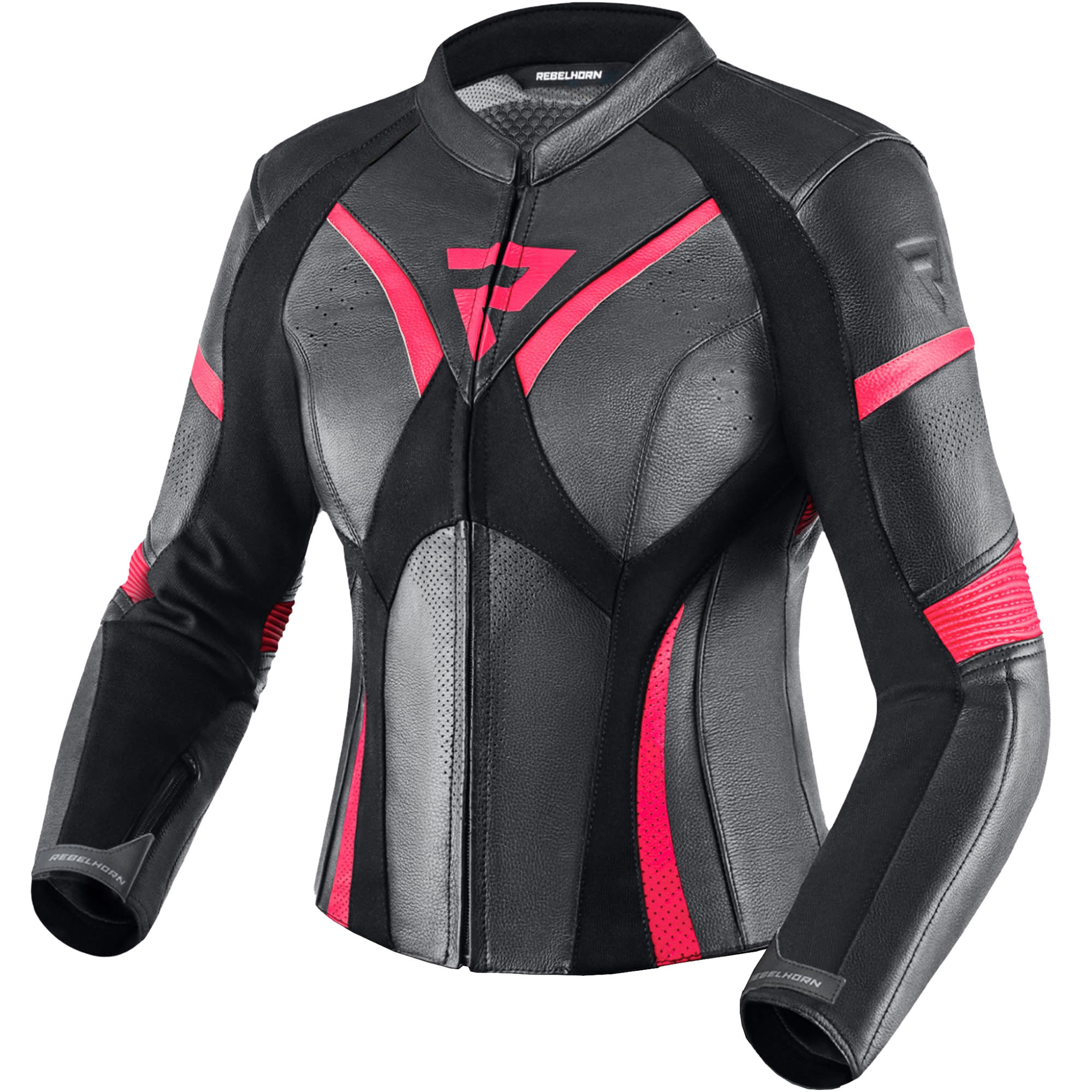 Rebelhorn Ladies Rebel Leather Jacket - Pink / Black by Rebelhorn - clearance motorcycle jacket