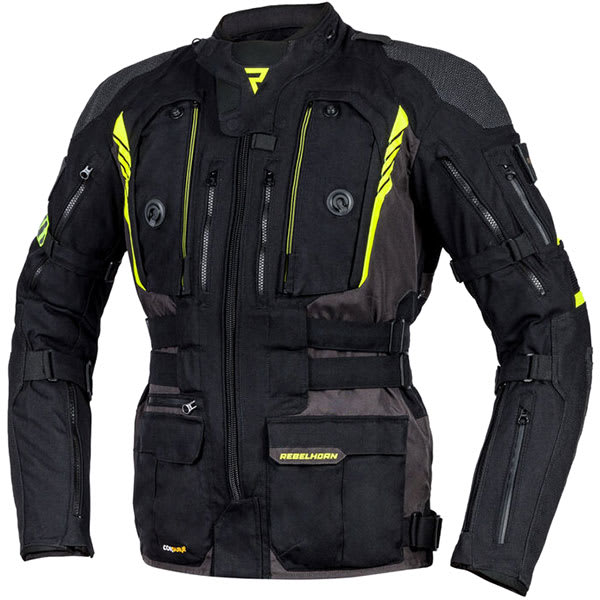 Rebelhorn Patrol Textile Jacket - Black / Flo Yellow by Rebelhorn - clearance motorcycle jacket
