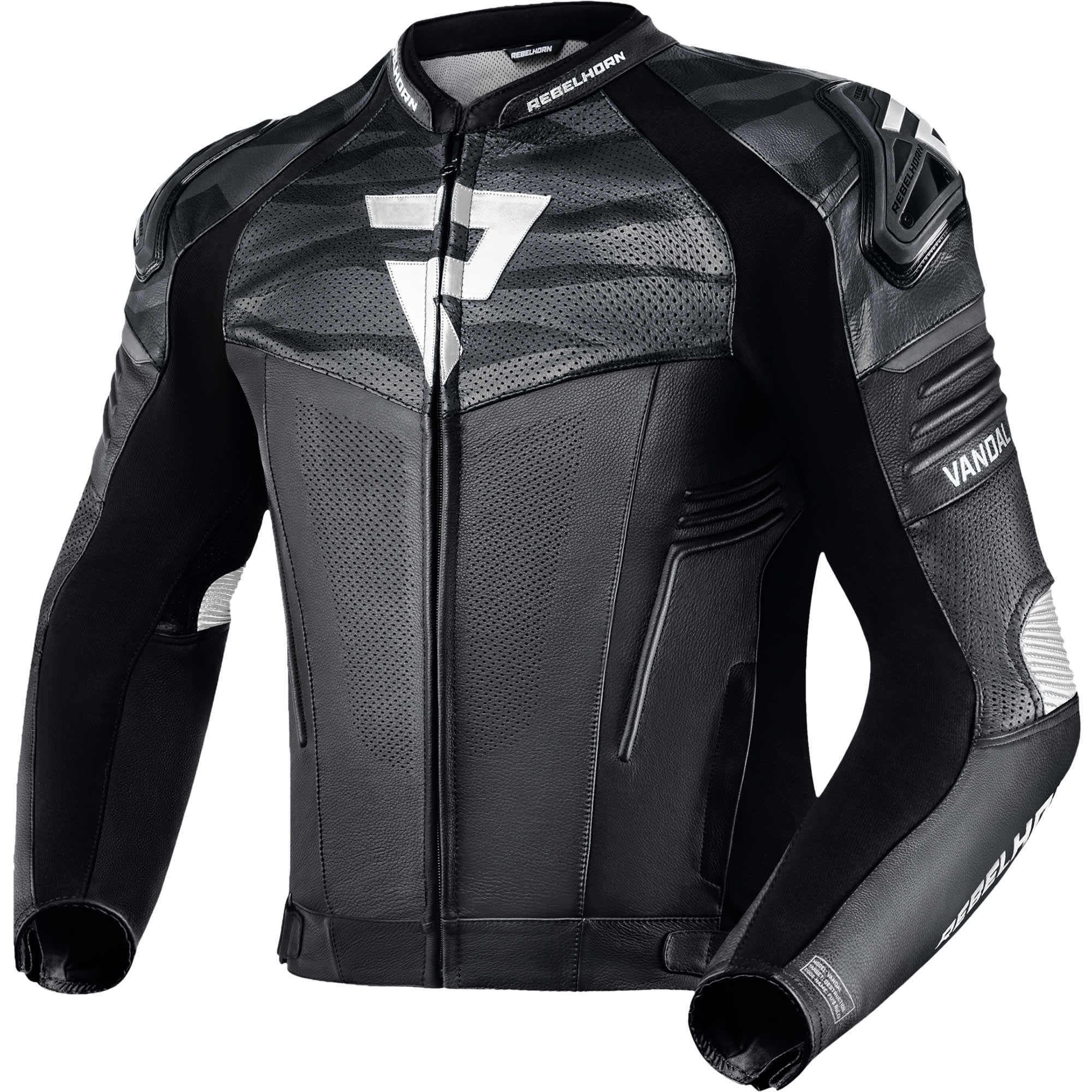 Rebelhorn Vandal Leather Jacket - Black / White by Rebelhorn - clearance motorcycle jacket