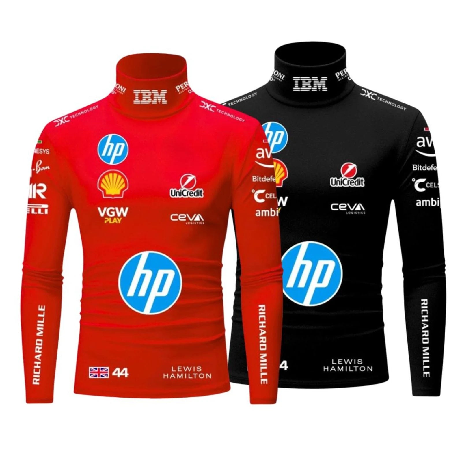 Red F1 Compression Shirt Motorsport Inspired Performance Racing by Dash Racegear, front product view, design 8699