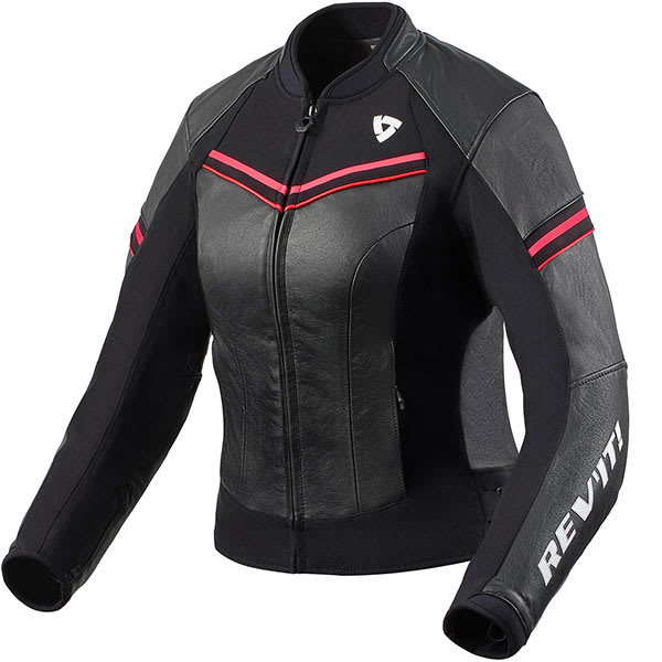 Rev'it Ladies Median Leather Jacket - Black / Pink by Rev'it - clearance motorcycle jacket