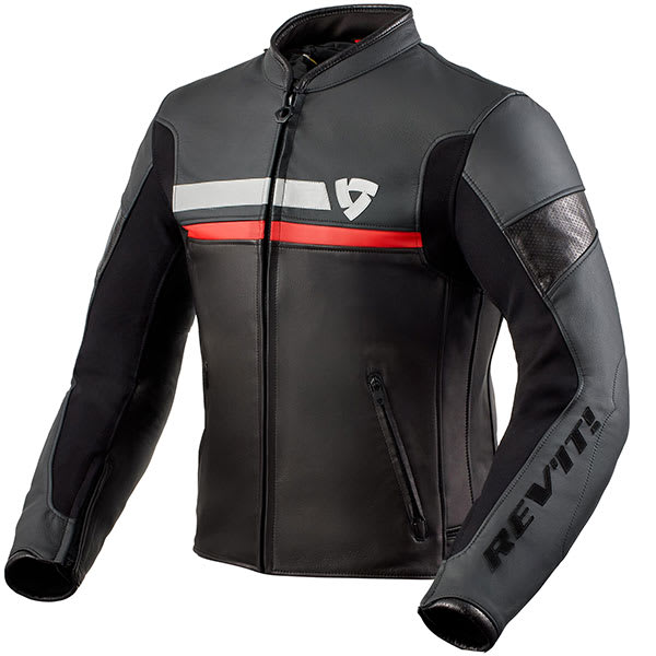 Rev'it Mile Leather Jacket - Black / Red by Rev'it - clearance motorcycle jacket
