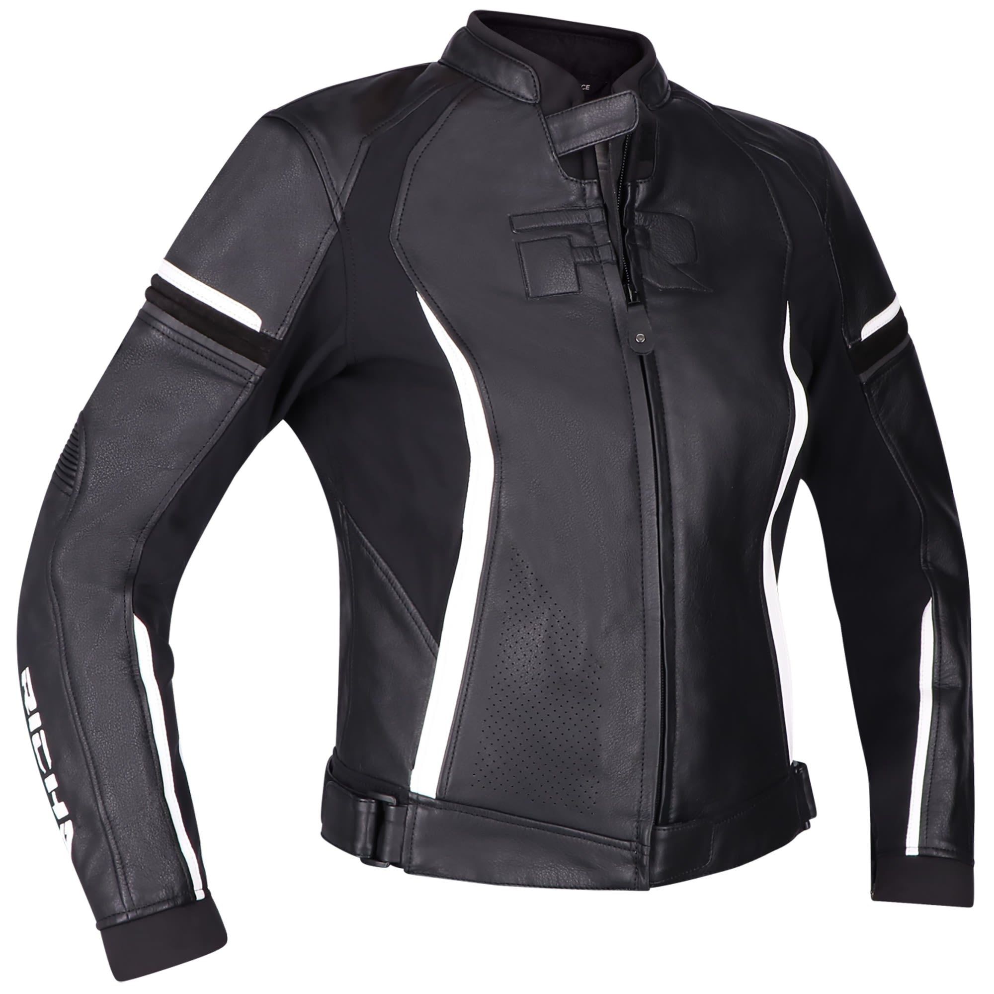 Richa Ladies Laura Leather Jacket - Black / White by Richa - clearance motorcycle jacket