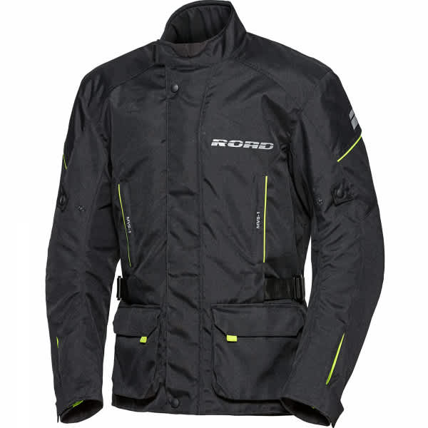 Road Touring 1.0 Textile Jacket - Black / Neon Yellow by Road - clearance motorcycle jacket