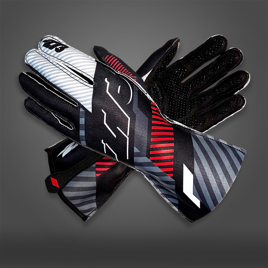 RS273 Black/White/Red EXTERNAL Seam - Glove | DASH RACEGEAR