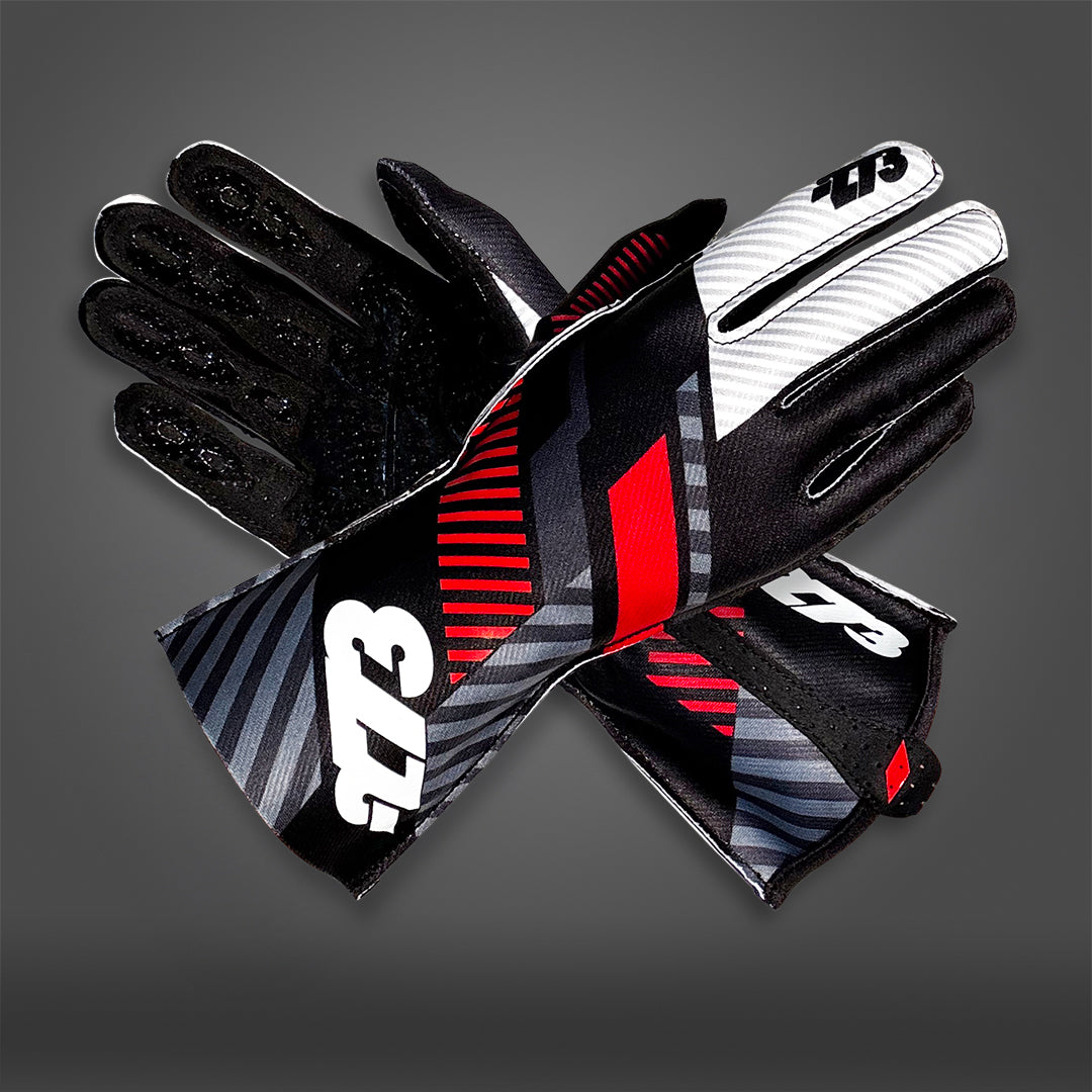 RS273 Black/White/Red EXTERNAL Seam - Glove | DASH RACEGEAR