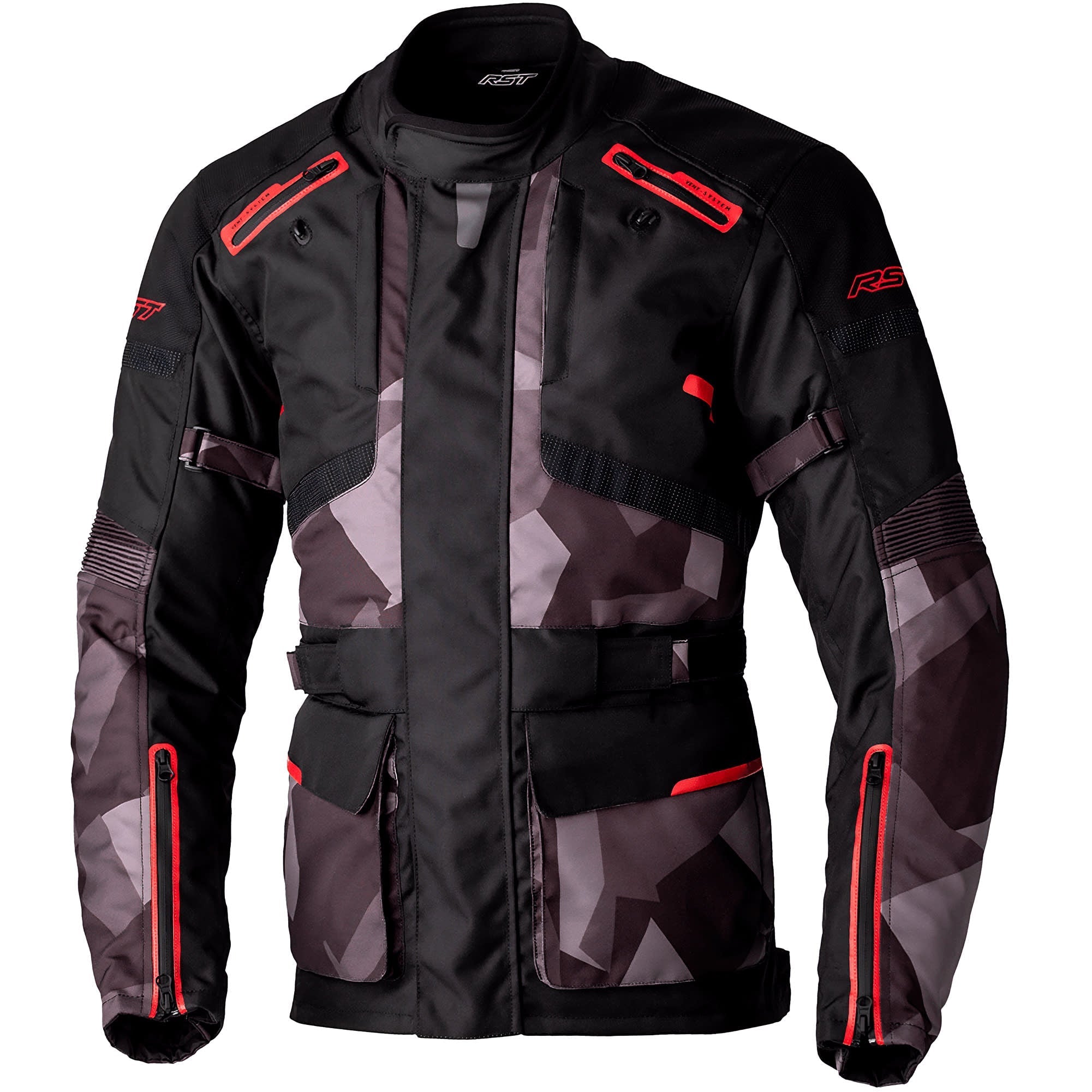 RST Endurance CE Textile Jacket - Black / Camo / Red by RST - clearance motorcycle jacket