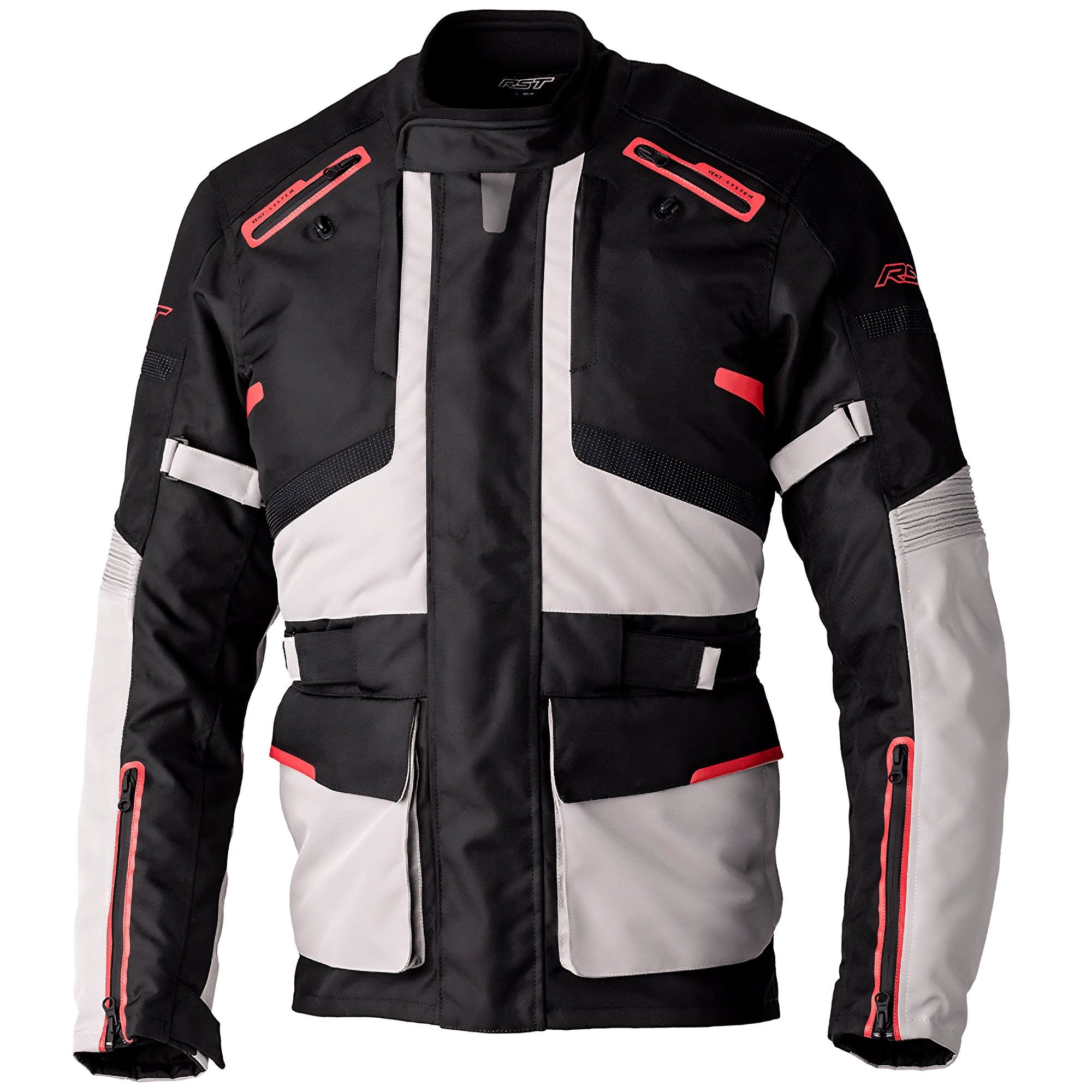 RST Endurance CE Textile Jacket - Black / Silver / Red by RST - clearance motorcycle jacket