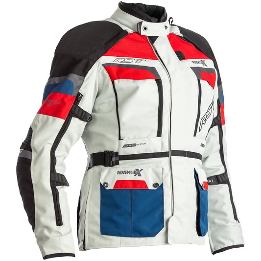RST Ladies Pro Series Adventure-X CE Textile Jacket - Silver / Blue / Red by RST - clearance motorcycle jacket