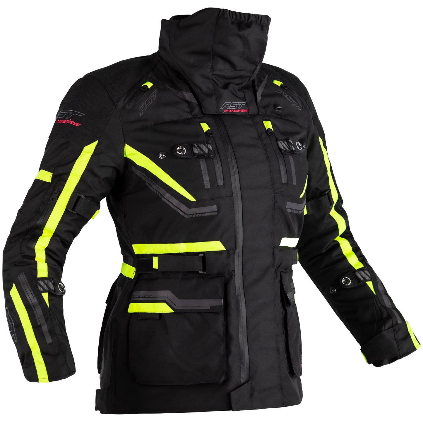 RST Ladies Pro Series Paragon 6 CE Textile Jacket - Black / Fluo Yellow by RST - clearance motorcycle jacket