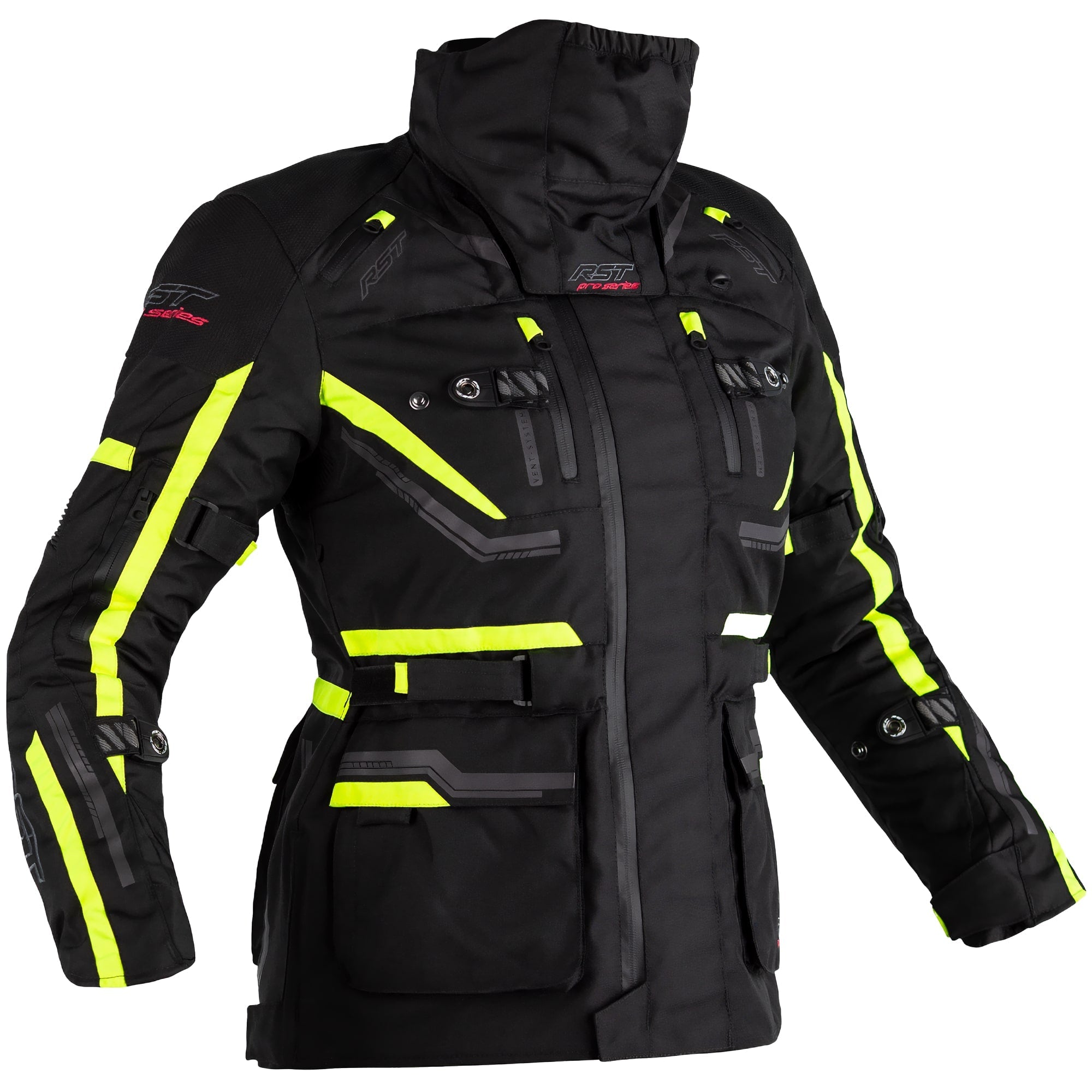 RST Ladies Pro Series Paragon 6 CE Textile Jacket - Black / Fluo Yellow by RST - clearance motorcycle jacket