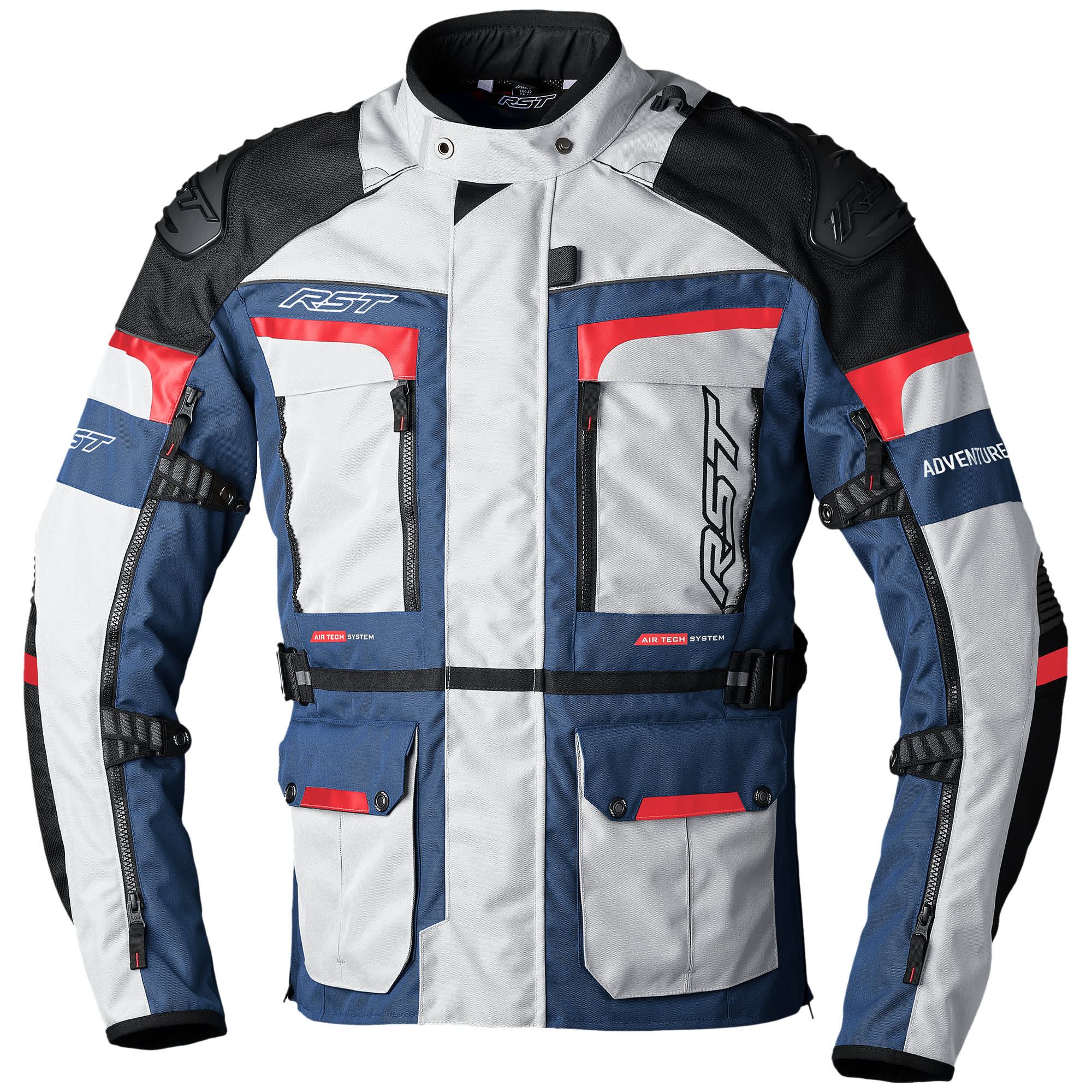 RST Pro Series Adventure-X CE Textile Jacket - Silver / Blue / Red by RST - clearance motorcycle jacket