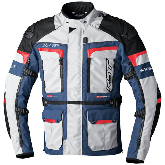 RST Pro Series Adventure-X CE Textile Jacket - Silver / Blue / Red by RST - clearance motorcycle jacket