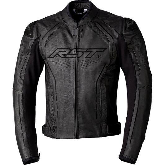RST S1 CE Leather Jacket - Black / Black by RST - clearance motorcycle jacket