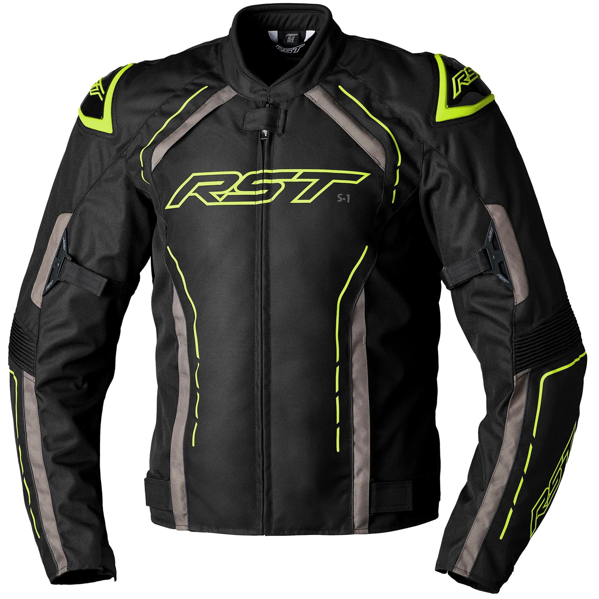RST S1 CE Textile Jacket - Black / Grey / Fluo Yellow by RST - clearance motorcycle jacket
