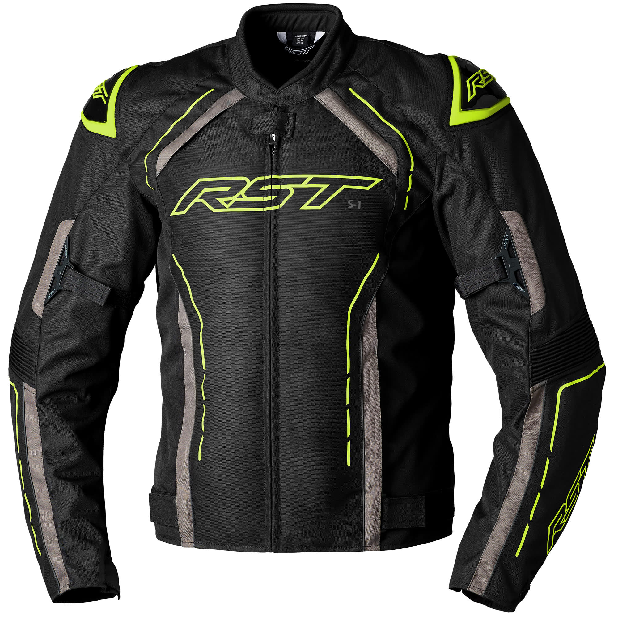 RST S1 CE Textile Jacket - Black / Grey / Fluo Yellow by RST - clearance motorcycle jacket