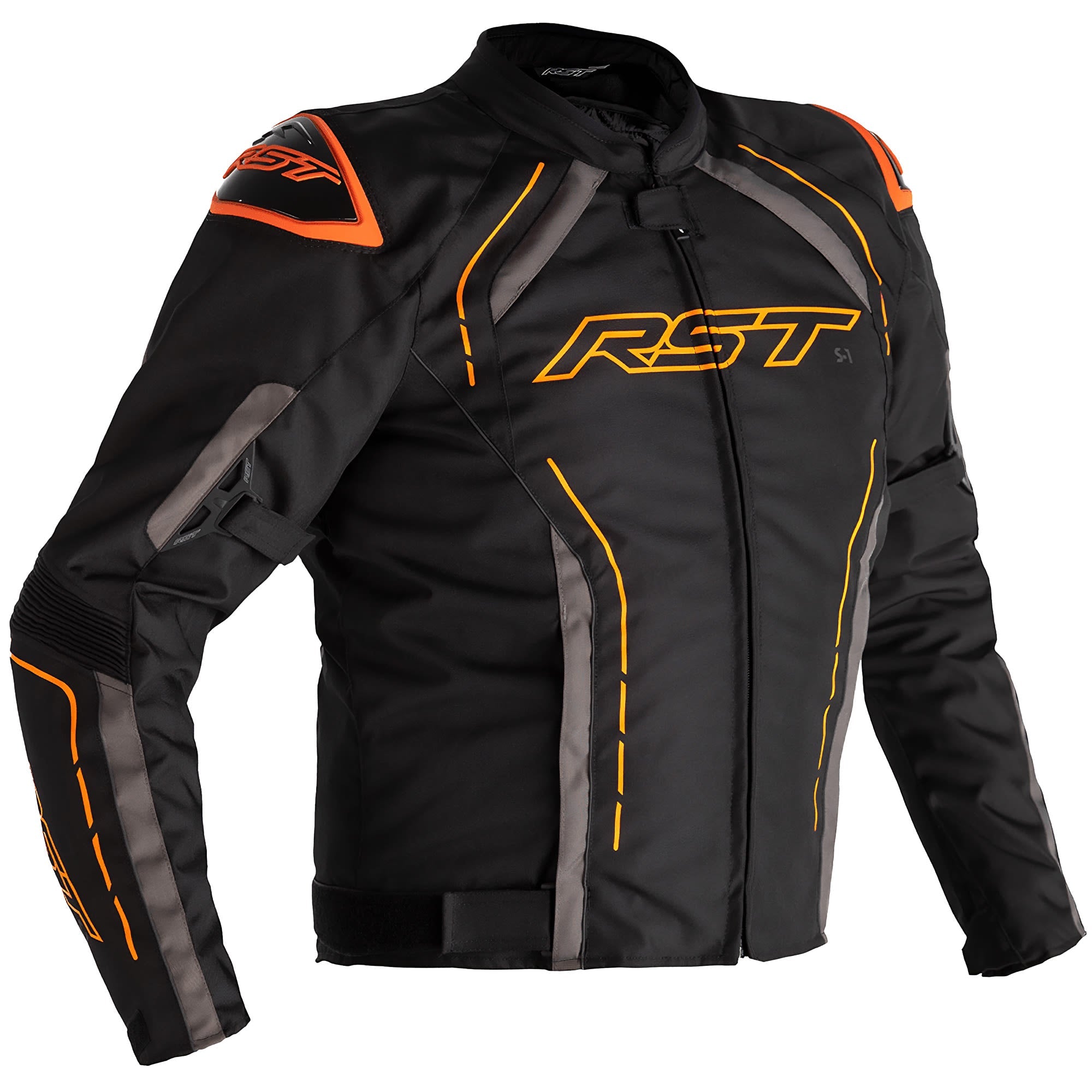 RST S1 CE Textile Jacket - Black / Grey / Neon Orange by RST - clearance motorcycle jacket