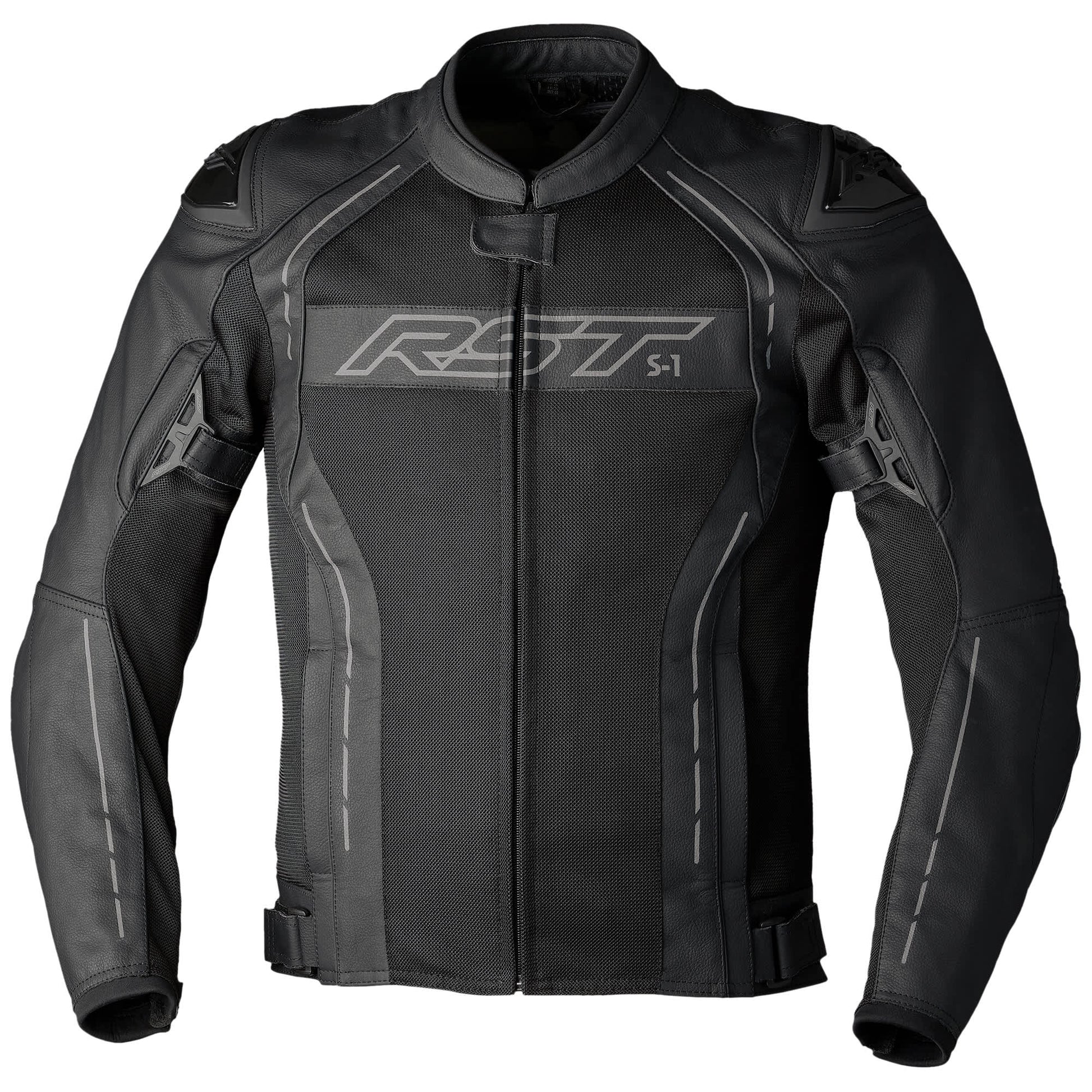 RST S1 Mesh CE Leather Jacket - Black / Black by RST - clearance motorcycle jacket