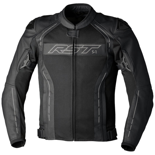 RST S1 Mesh CE Leather Jacket - Black / Black by RST - clearance motorcycle jacket