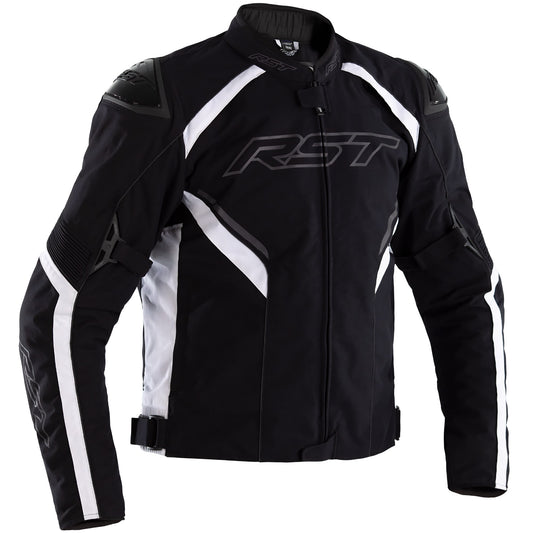 RST Sabre CE Textile Jacket - Black / White by RST - clearance motorcycle jacket