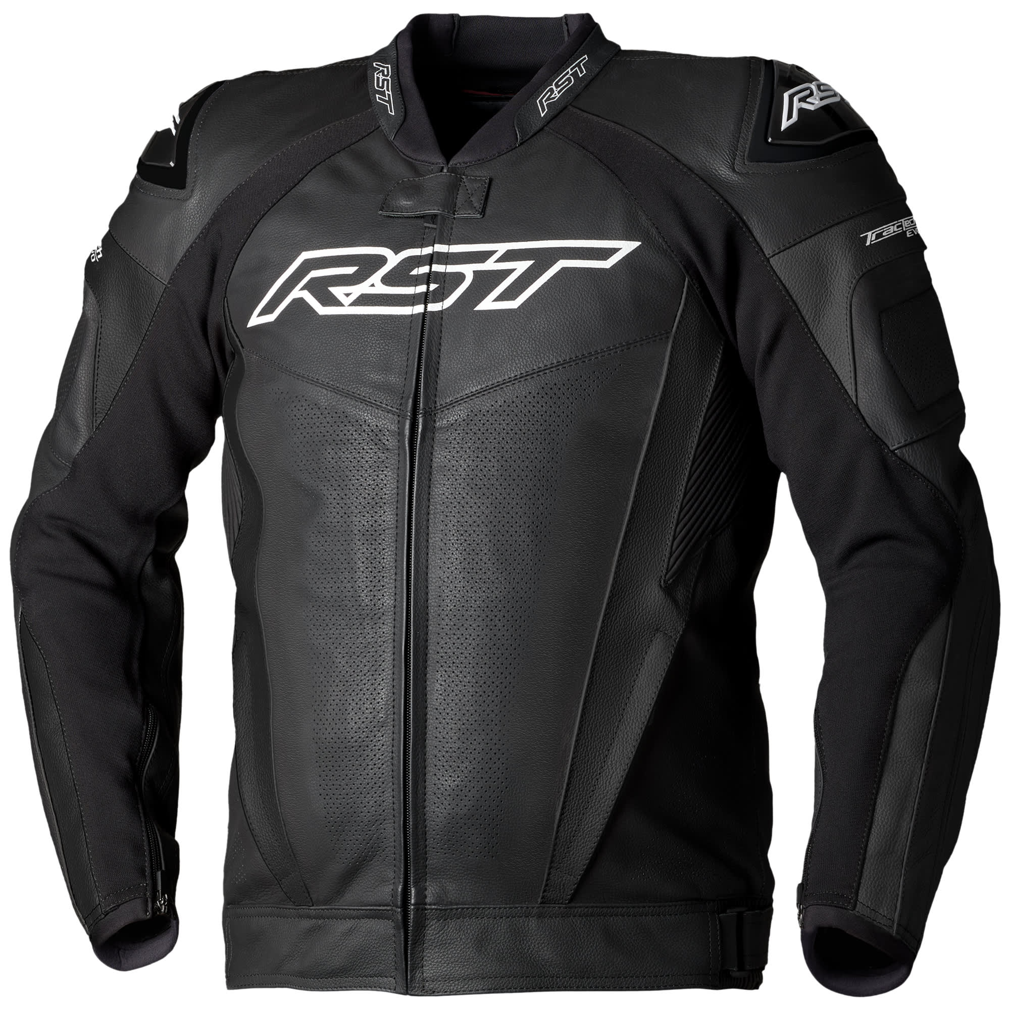 RST Tractech Evo 5 CE Leather Jacket - Black / Black / Black by RST - clearance motorcycle jacket