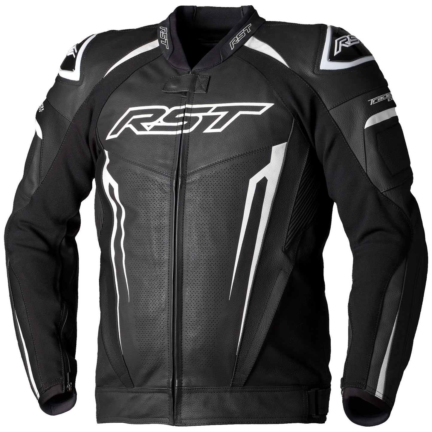 RST Tractech Evo 5 CE Leather Jacket - Black / White / Black by RST - clearance motorcycle jacket