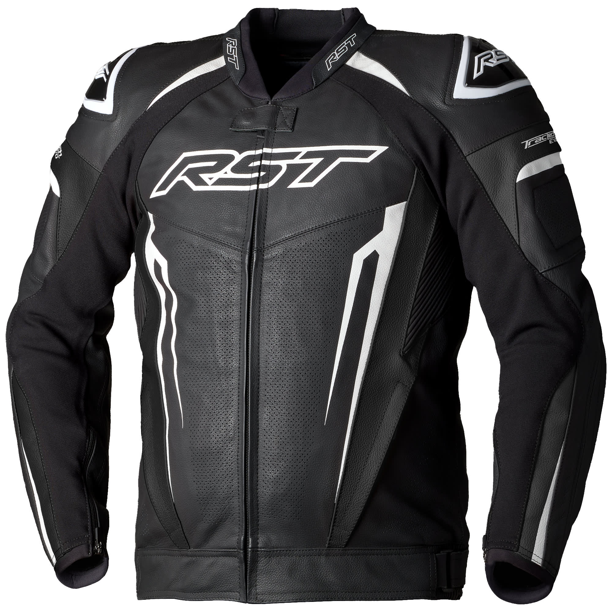 RST Tractech Evo 5 CE Leather Jacket - Black / White / Black by RST - clearance motorcycle jacket