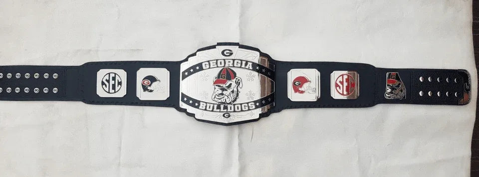 Georgia Bulldog Customized Title New Belt 2mm brass plates Black - 4 | Dash Racegear