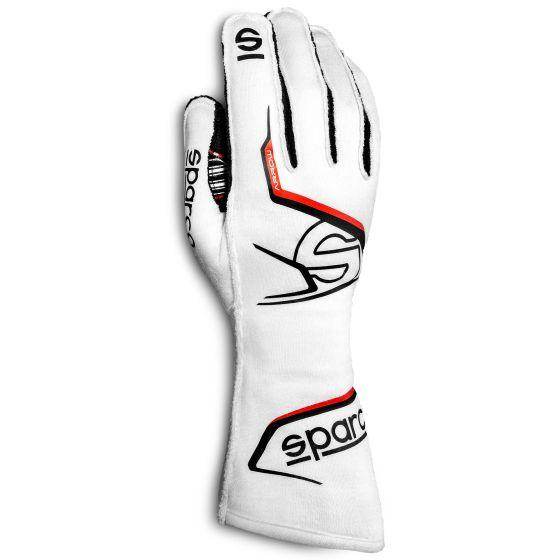 Sparco Arrow Race Gloves - White / Black, Large | DASH RACEGEAR