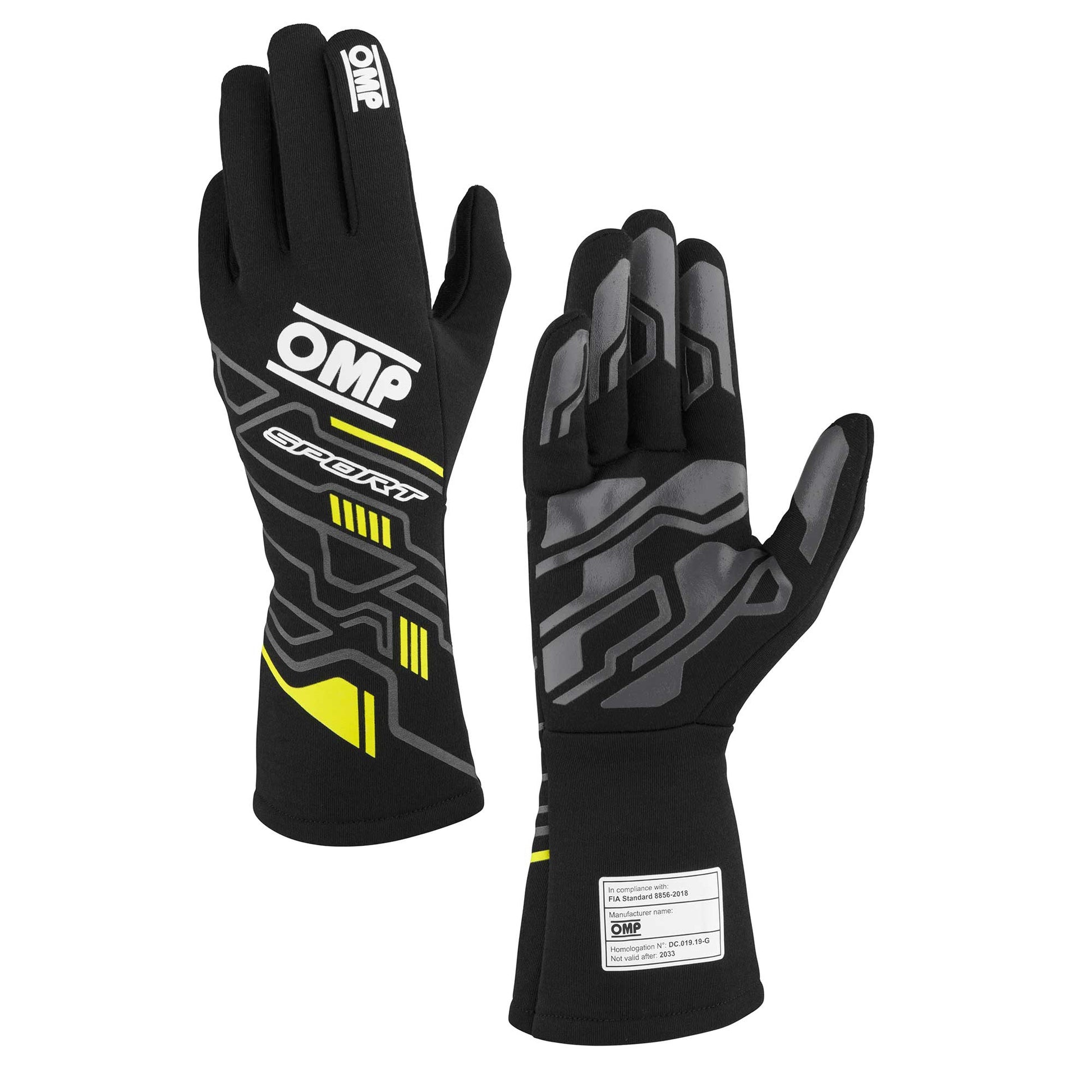 SPORT GLOVES FIA 8856-2018 Black - Fluo Yellow
