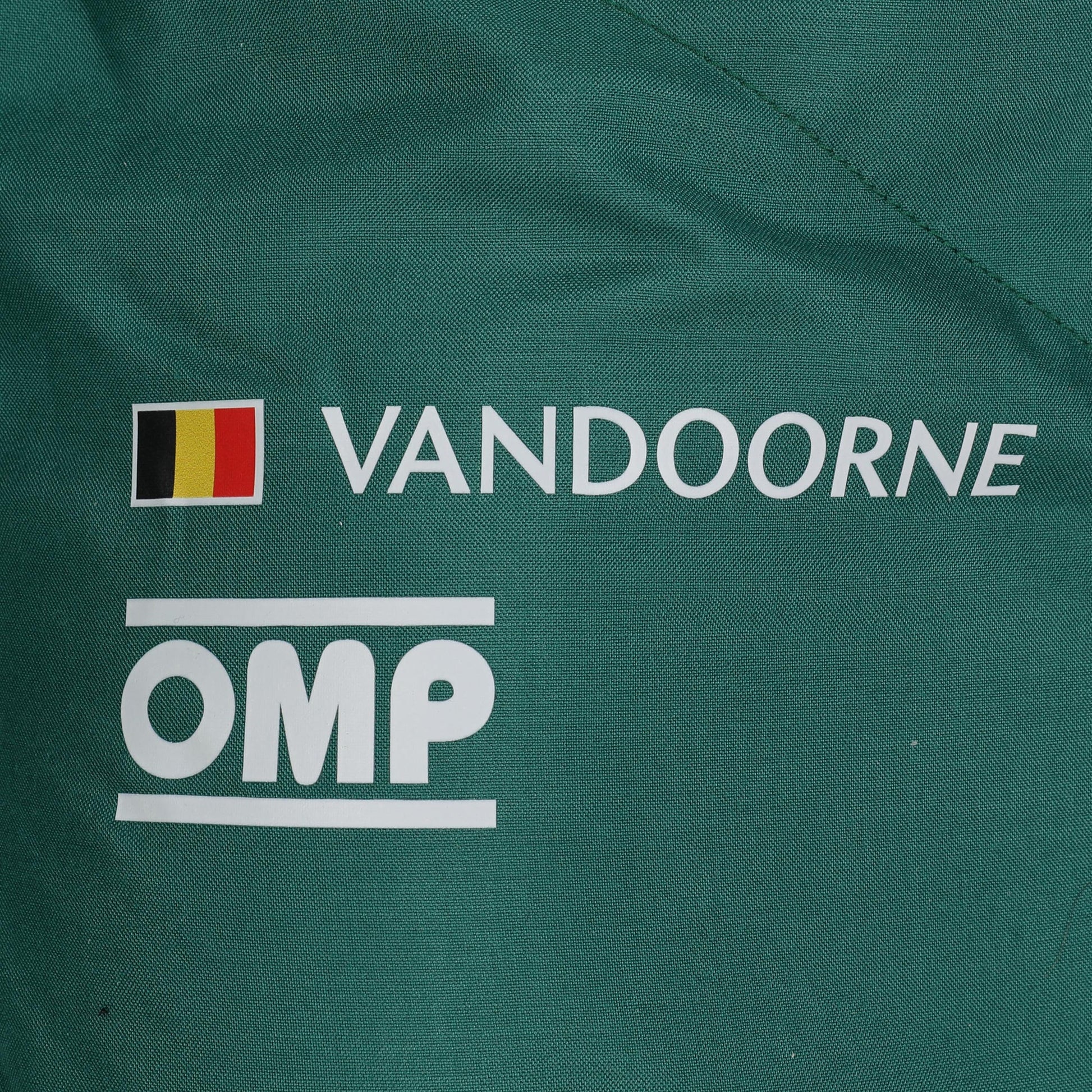 Vandoorne name and Belgian flag detail on 2024 Aston Martin F1-inspired race suit