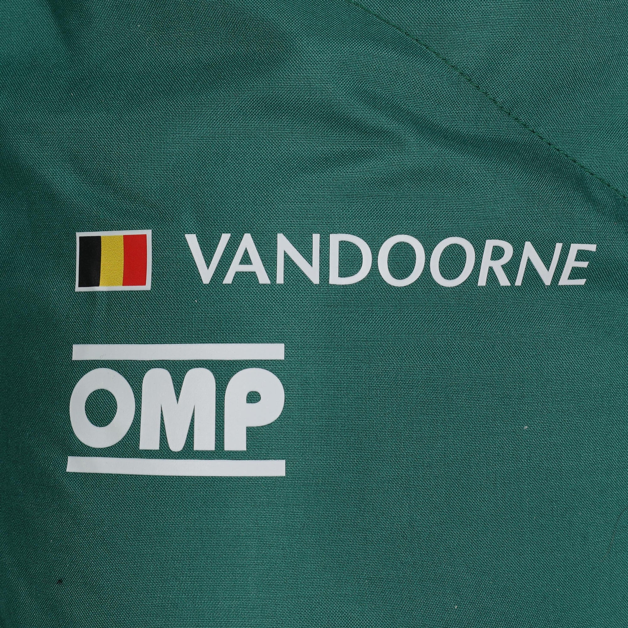 Vandoorne name and Belgian flag detail on 2024 Aston Martin F1-inspired race suit