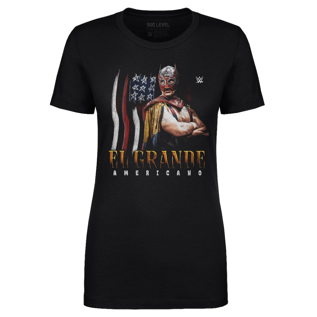 Women's 500 Level Black El Grande Americano Flag Grunge T-Shirt - DASH RACEGEAR image 1
