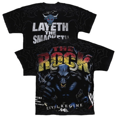 Men's Civil Regime x WWE Black The Rock Concrete Champ Vintage T-Shirt - DASH RACEGEAR image 1