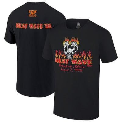 Men's Ripple Junction Black ECW 1998 Heat Wave Dayton Ohio Vintage Graphic T-Shirt - DASH RACEGEAR image 1