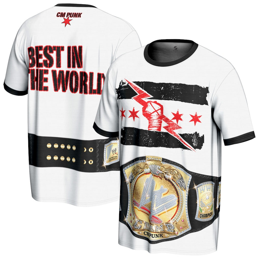 Men's ProSphere White CM Punk Spinner Belt T-Shirt - DASH RACEGEAR image 1