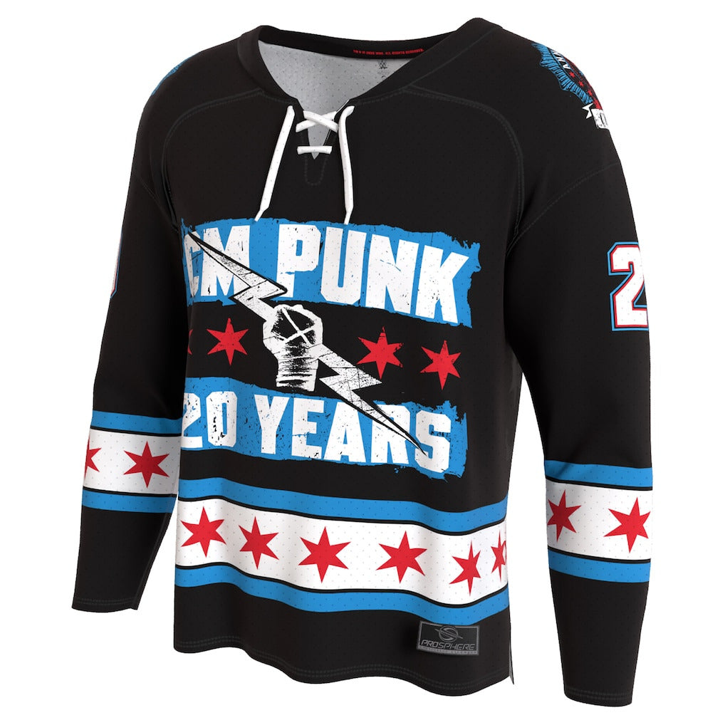 Men's ProSphere Black CM Punk 20 Years Hockey Fashion Jersey - DASH RACEGEAR image 2