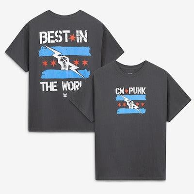 Men's Goodie Two Sleeves Charcoal CM Punk Best in the World Graphic T-Shirt - DASH RACEGEAR image 1