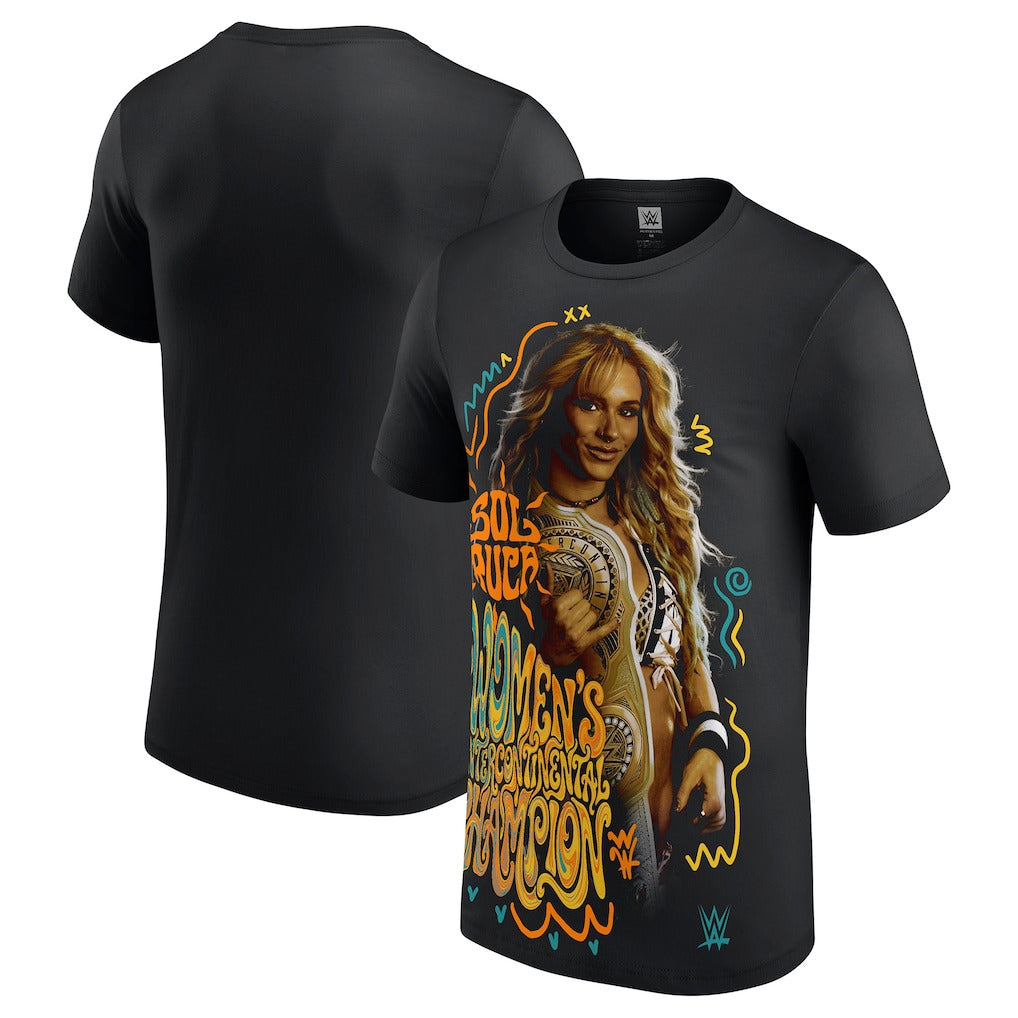Men's Black Sol Ruca And New Intercontinental Champion T-Shirt - DASH RACEGEAR image 1