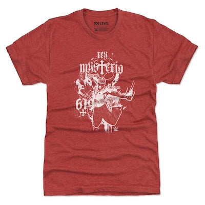 Men's 500 Level Heather Red Rey Mysterio Mono Tri-Blend T-Shirt - DASH RACEGEAR image 1