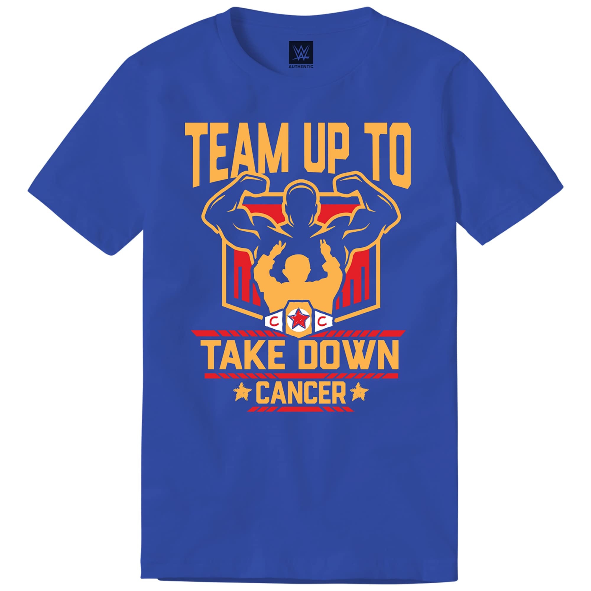 Men's Blue WWE Connor's Cure Team Up To Take Down Cancer T-Shirt