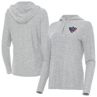 Women's Antigua Heather Gray Cody Rhodes Daybreak Quarter-Zip Hoodie - DASH RACEGEAR image 1