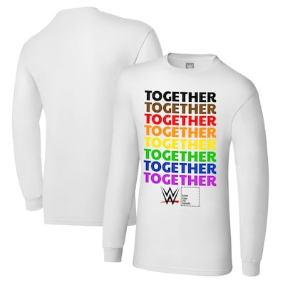 Men's WWE Together Pride Long Sleeve T-Shirt - White - DASH RACEGEAR image 1