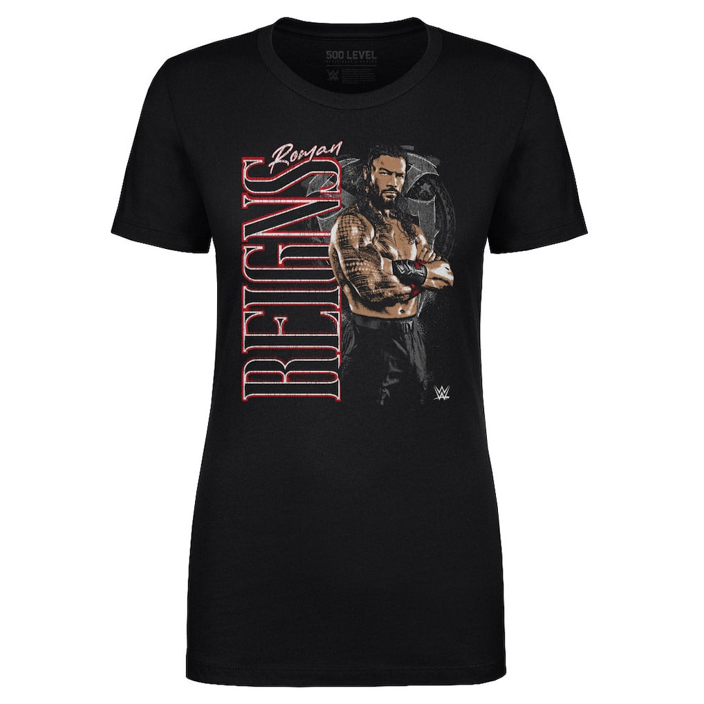 Women's 500 Level Black Roman Reigns Vertical Name T-Shirt - DASH RACEGEAR image 1