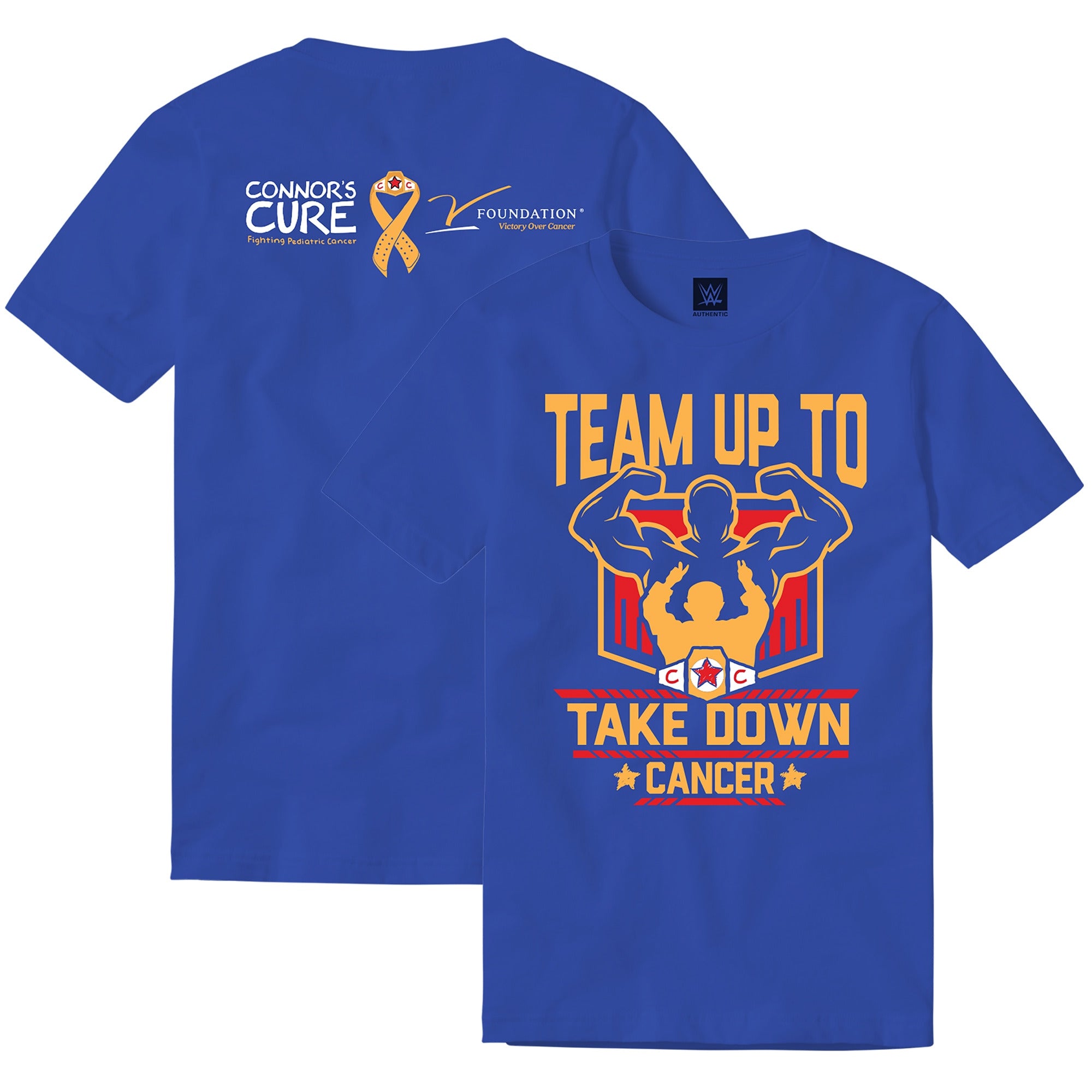 Men's Blue WWE Connor's Cure Team Up To Take Down Cancer T-Shirt