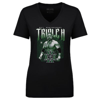 Women's 500 Level Black Triple H 30th Anniversary V-Neck T-Shirt - DASH RACEGEAR image 1